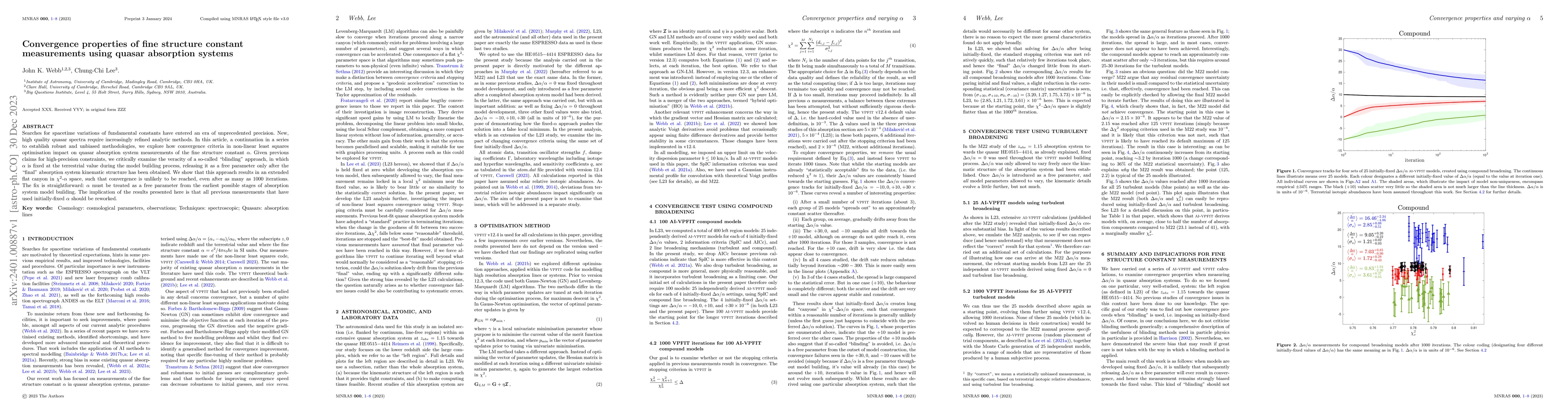 Thumbnail for Convergence properties of fine structure constant measurements using
  quasar absorption systems