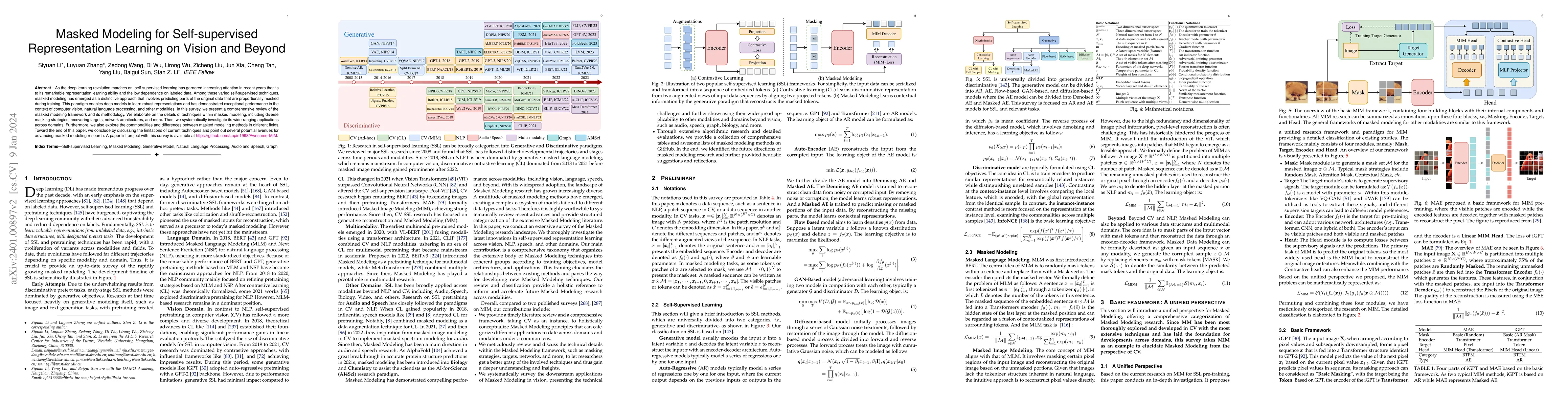Thumbnail for Masked Modeling for Self-supervised Representation Learning on Vision
  and Beyond