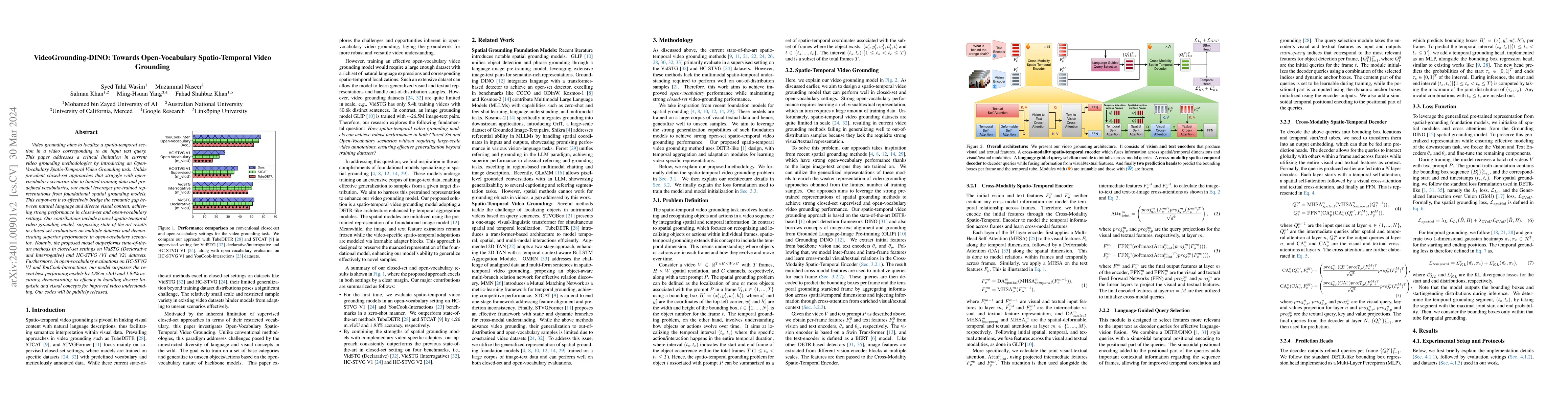 Thumbnail for Video-GroundingDINO: Towards Open-Vocabulary Spatio-Temporal Video
  Grounding