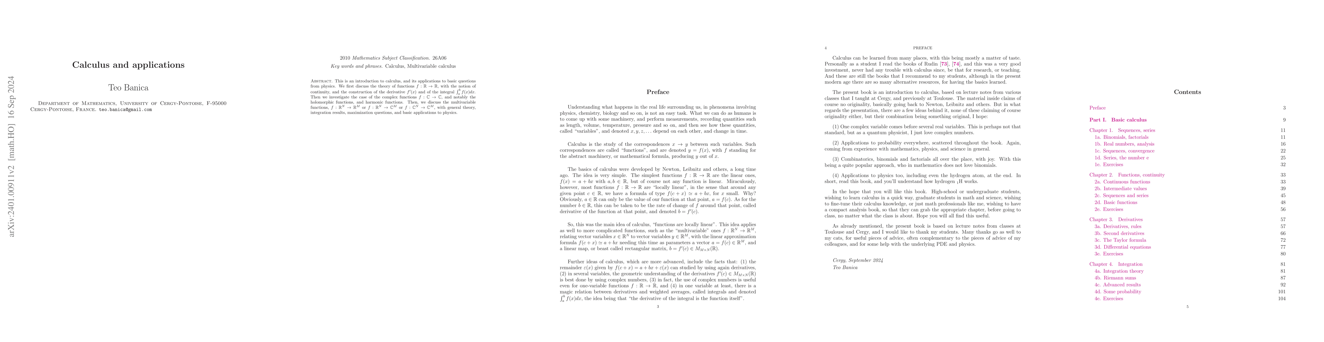 Thumbnail for Calculus and applications