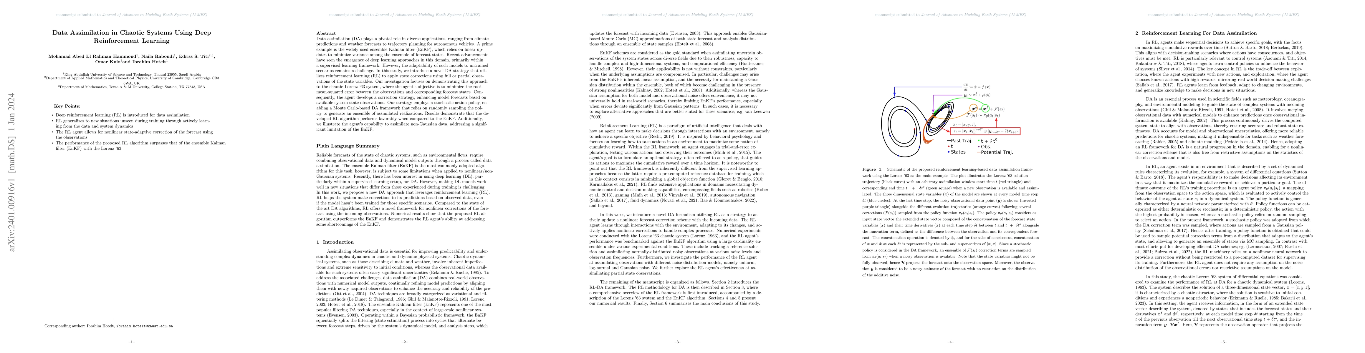 Thumbnail for Data Assimilation in Chaotic Systems Using Deep Reinforcement Learning