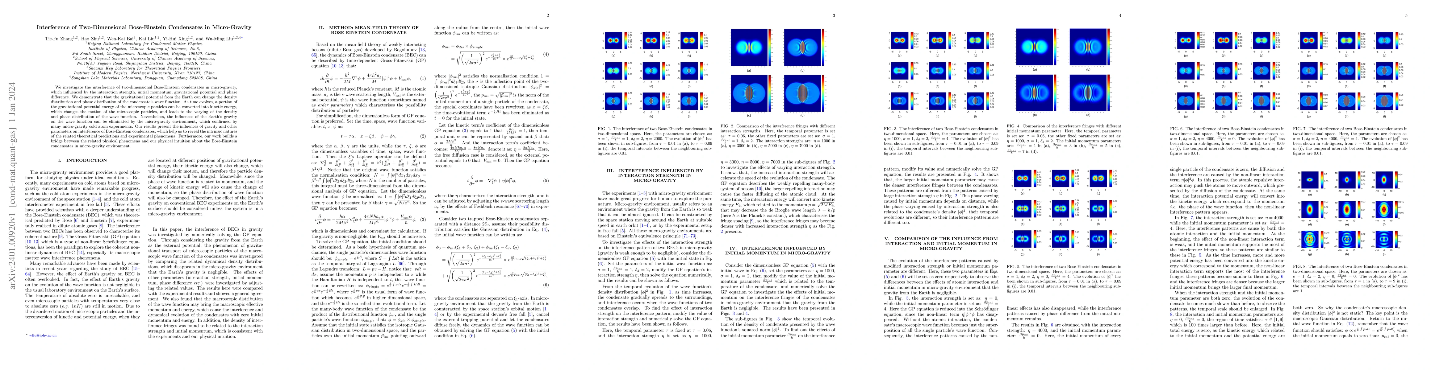 Thumbnail for Interference of Two-Dimensional Bose-Einstein Condensates in
  Micro-Gravity
