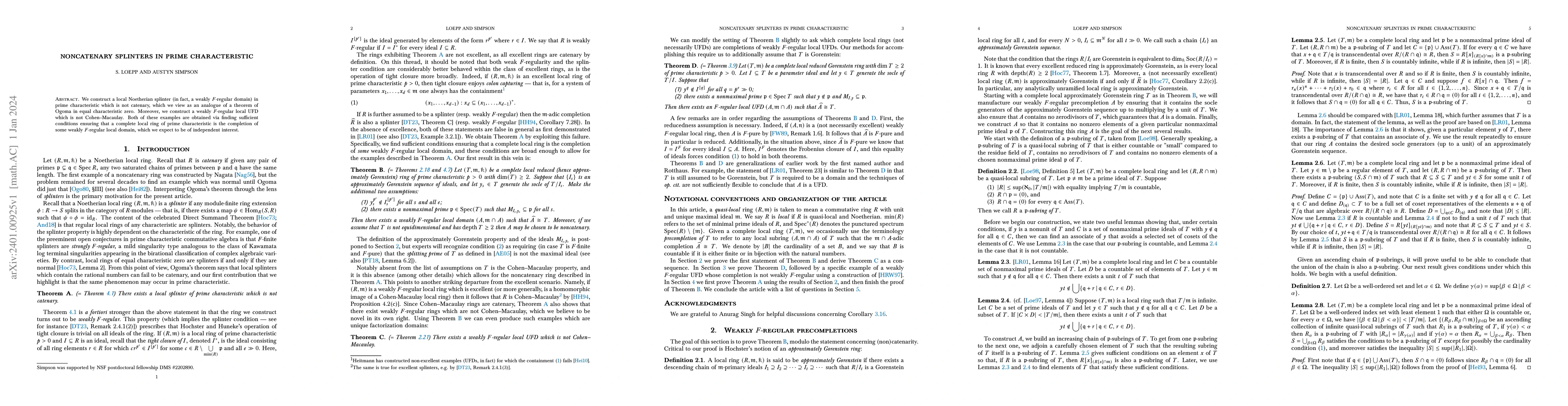 Thumbnail for Noncatenary splinters in prime characteristic