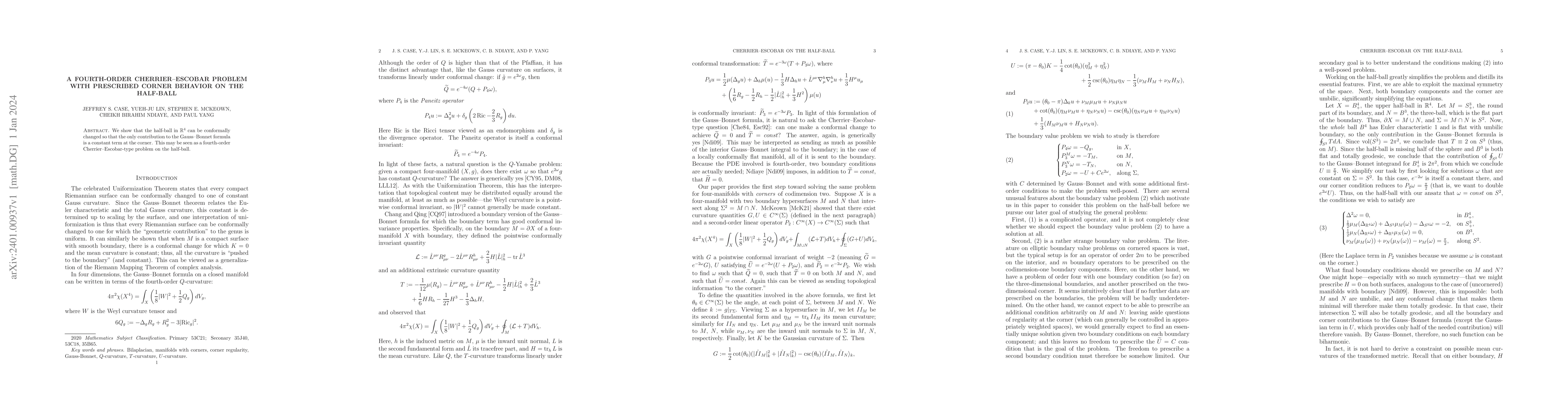 Thumbnail for A fourth-order Cherrier-Escobar problem with prescribed corner behavior
  on the half-ball