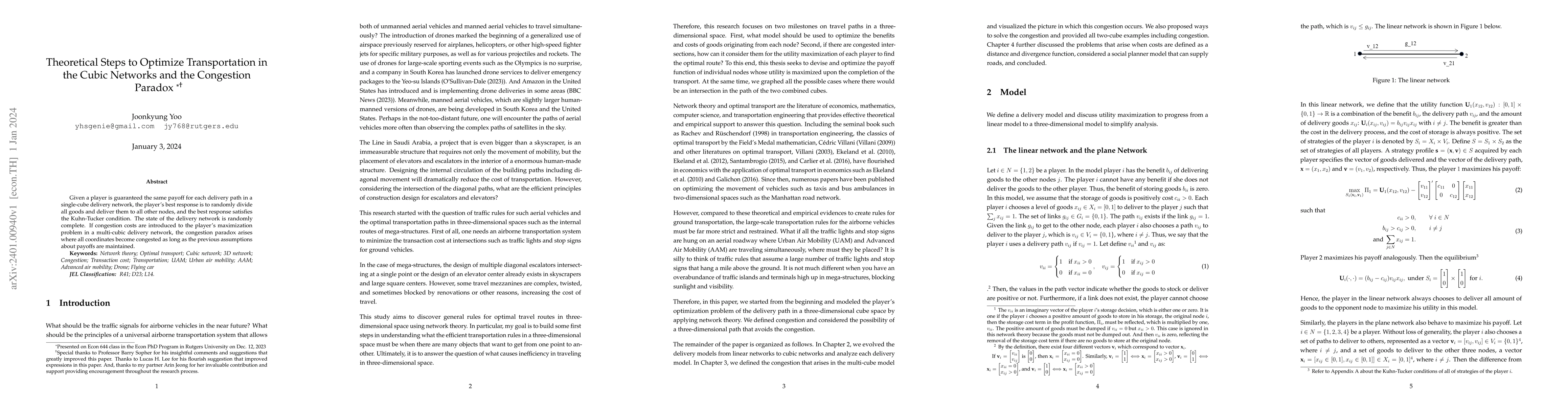 Thumbnail for Theoretical Steps to Optimize Transportation in the Cubic Networks and
  the Congestion Paradox