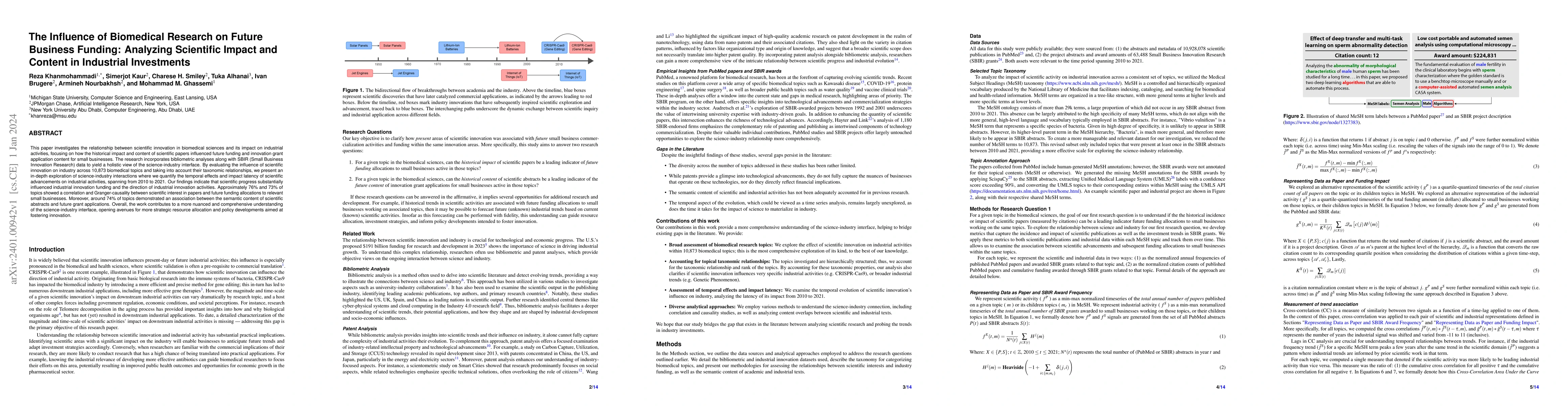 Thumbnail for The Influence of Biomedical Research on Future Business Funding:
  Analyzing Scientific Impact and Content in Industrial Investments