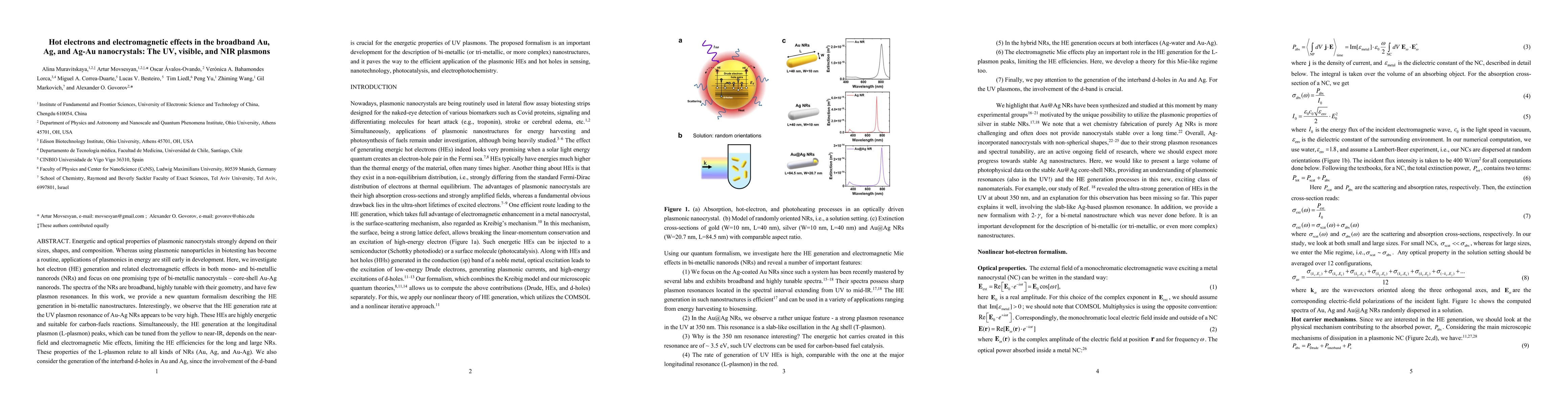 Thumbnail for Hot electrons and electromagnetic effects in the broadband Au, Ag, and
  Ag-Au nanocrystals: The UV, visible, and NIR plasmons