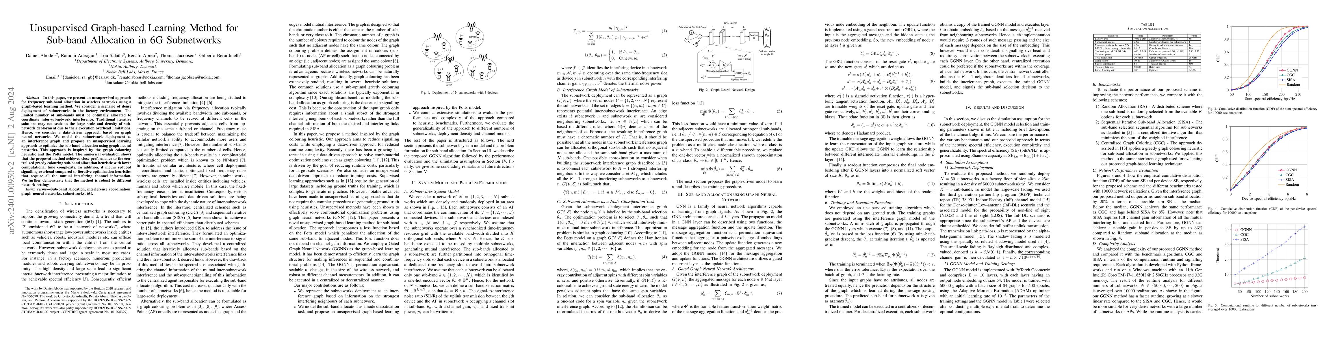 Thumbnail for Unsupervised Graph-based Learning Method for Sub-band Allocation in 6G
  Subnetworks