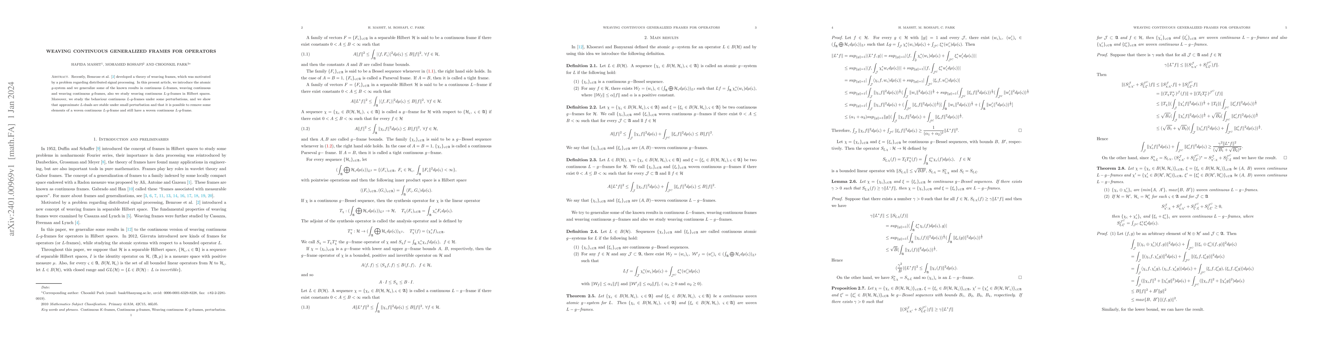 Thumbnail for Weaving continuous generalized frames for operators
