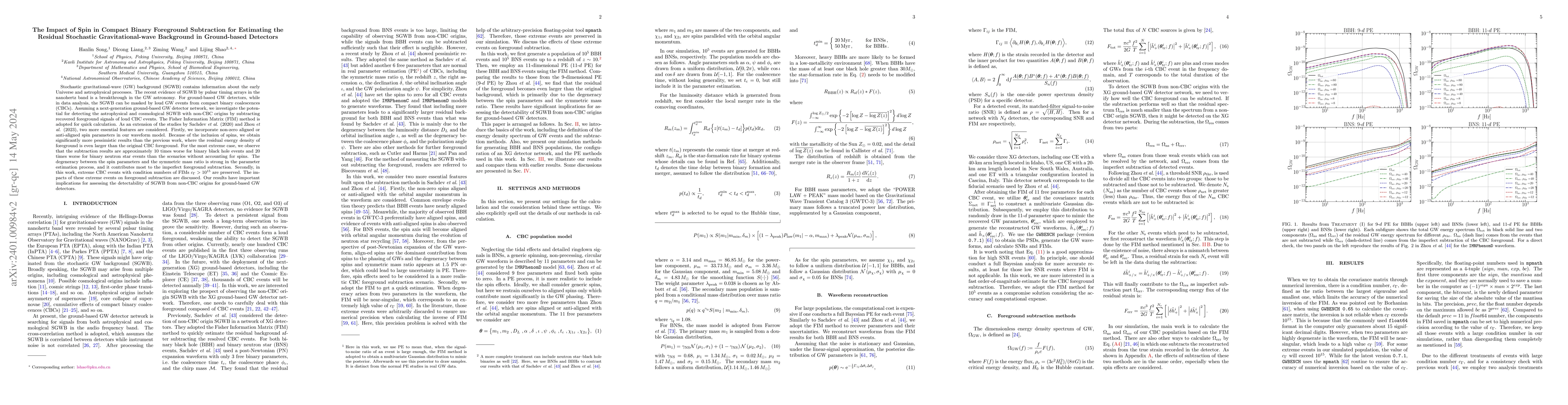 Thumbnail for The Impact of Spin in Compact Binary Foreground Subtraction for
  Estimating the Residual Stochastic Gravitational-wave Background in
  Ground-based Detectors