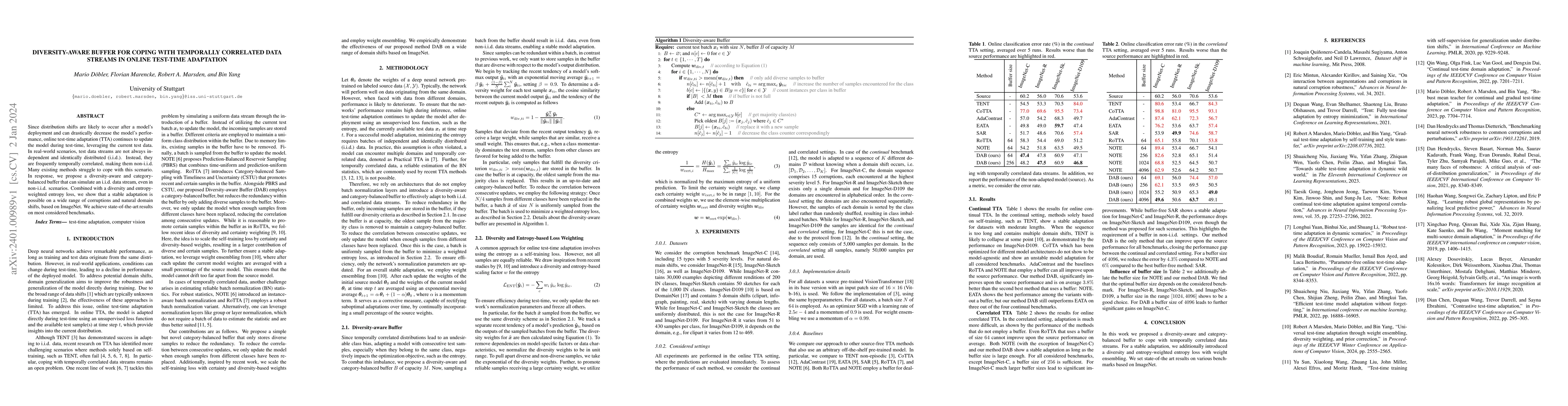 Thumbnail for Diversity-aware Buffer for Coping with Temporally Correlated Data
  Streams in Online Test-time Adaptation