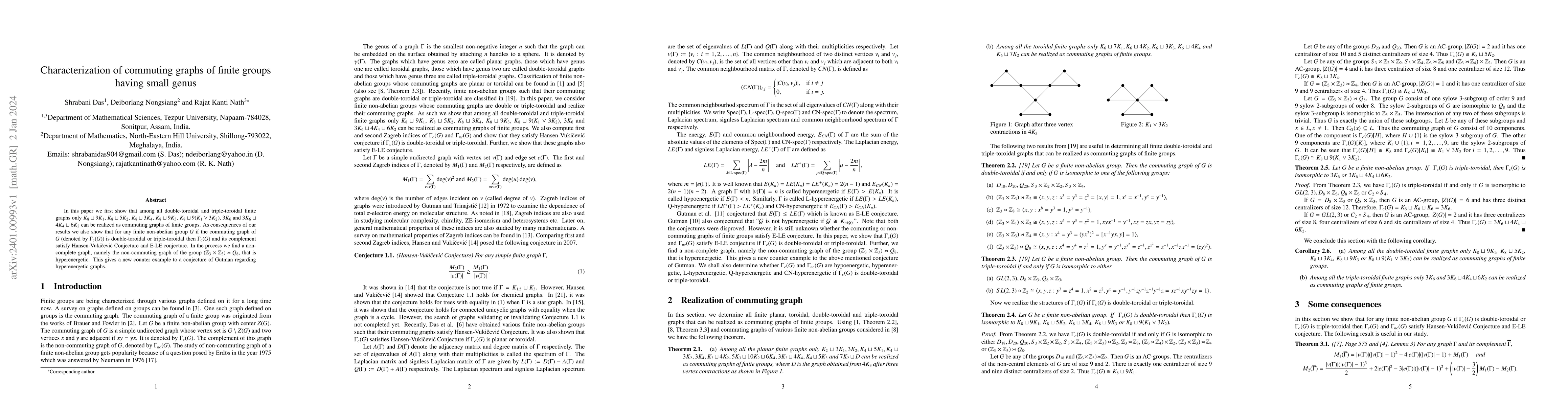 Thumbnail for Characterization of commuting graphs of finite groups having small genus