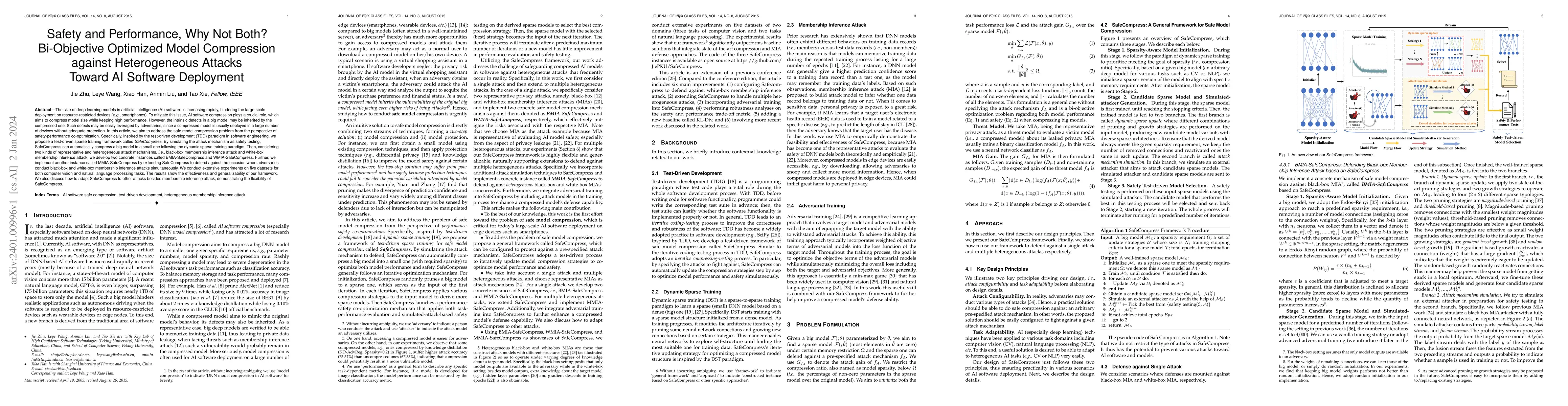 Thumbnail for Safety and Performance, Why Not Both? Bi-Objective Optimized Model
  Compression against Heterogeneous Attacks Toward AI Software Deployment