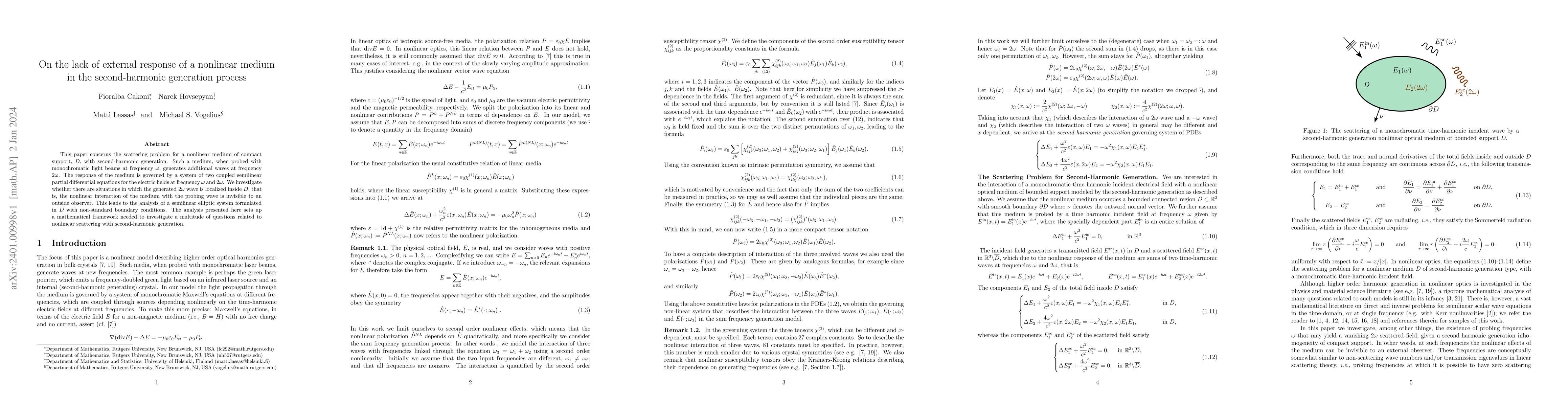 Thumbnail for On the lack of external response of a nonlinear medium in the
  second-harmonic generation process