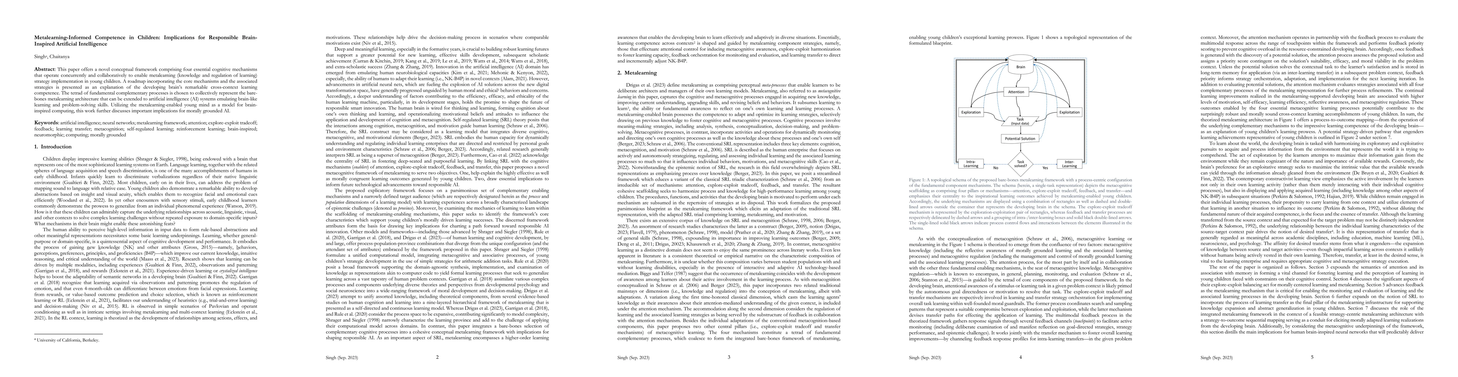 Thumbnail for Metalearning-Informed Competence in Children: Implications for
  Responsible Brain-Inspired Artificial Intelligence