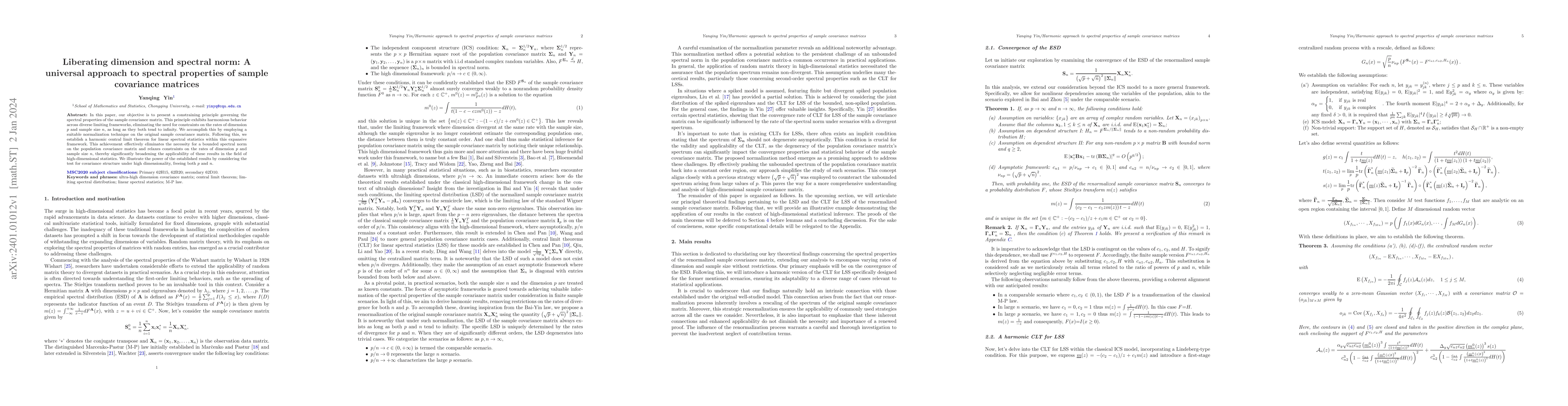 Thumbnail for Liberating dimension and spectral norm: A universal approach to spectral
  properties of sample covariance matrices