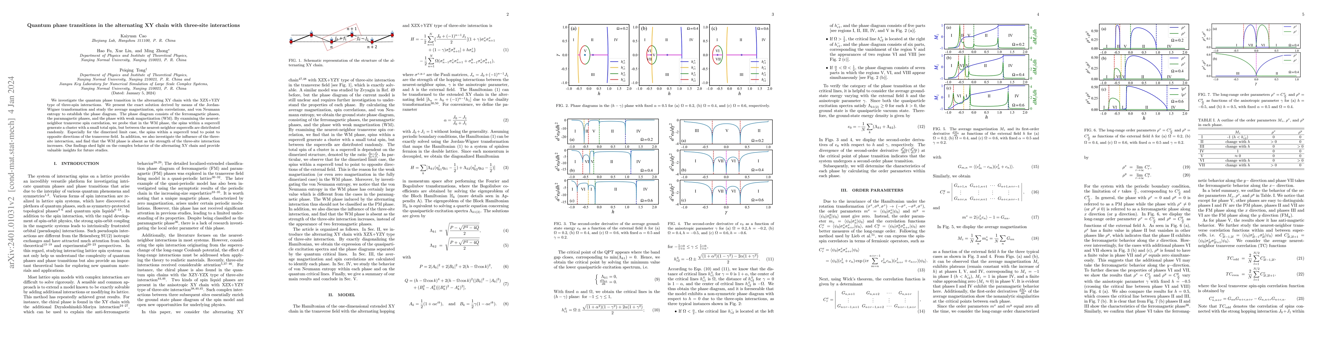 Thumbnail for Quantum phase transitions in the alternating XY chain with three-site
  interactions