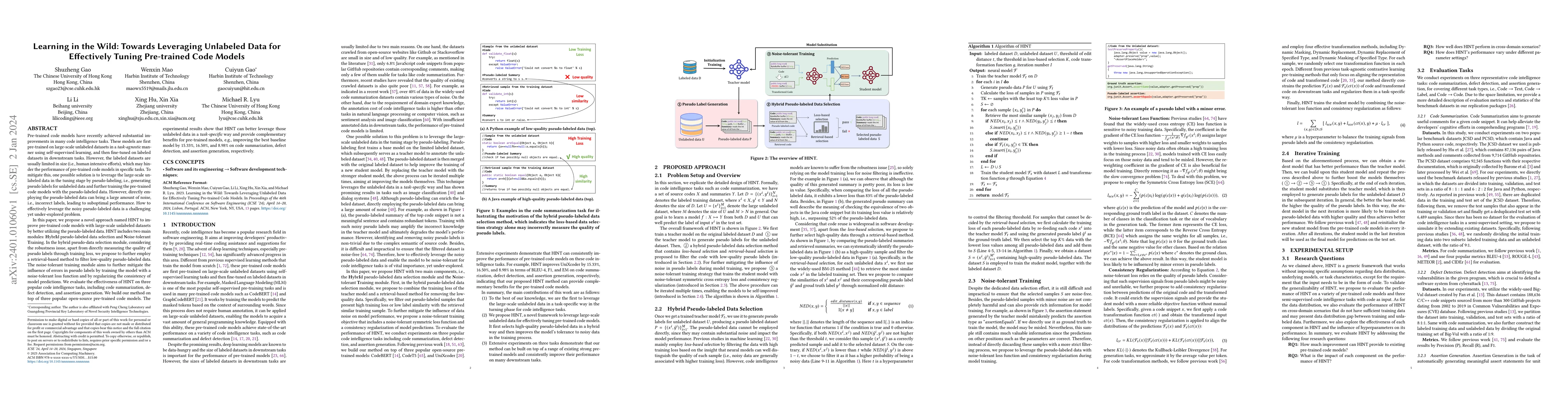 Thumbnail for Learning in the Wild: Towards Leveraging Unlabeled Data for Effectively
  Tuning Pre-trained Code Models