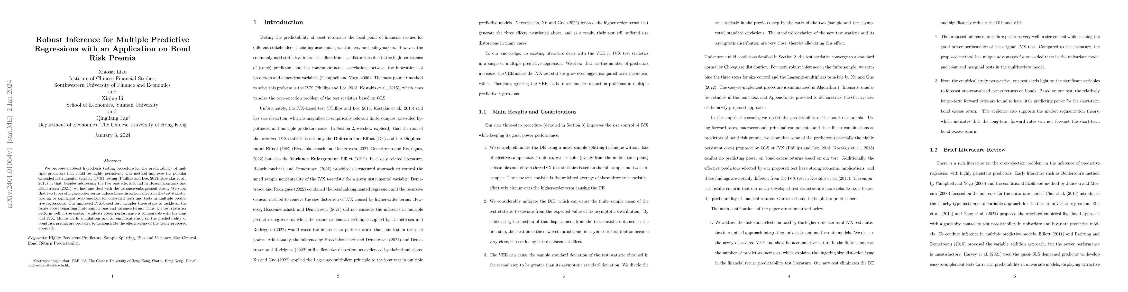 Thumbnail for Robust Inference for Multiple Predictive Regressions with an Application
  on Bond Risk Premia