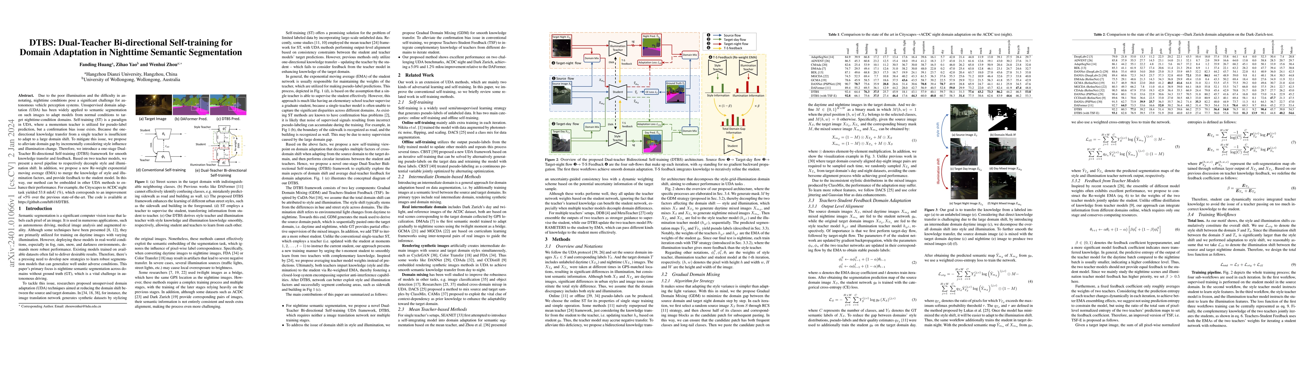 Thumbnail for DTBS: Dual-Teacher Bi-directional Self-training for Domain Adaptation in
  Nighttime Semantic Segmentation