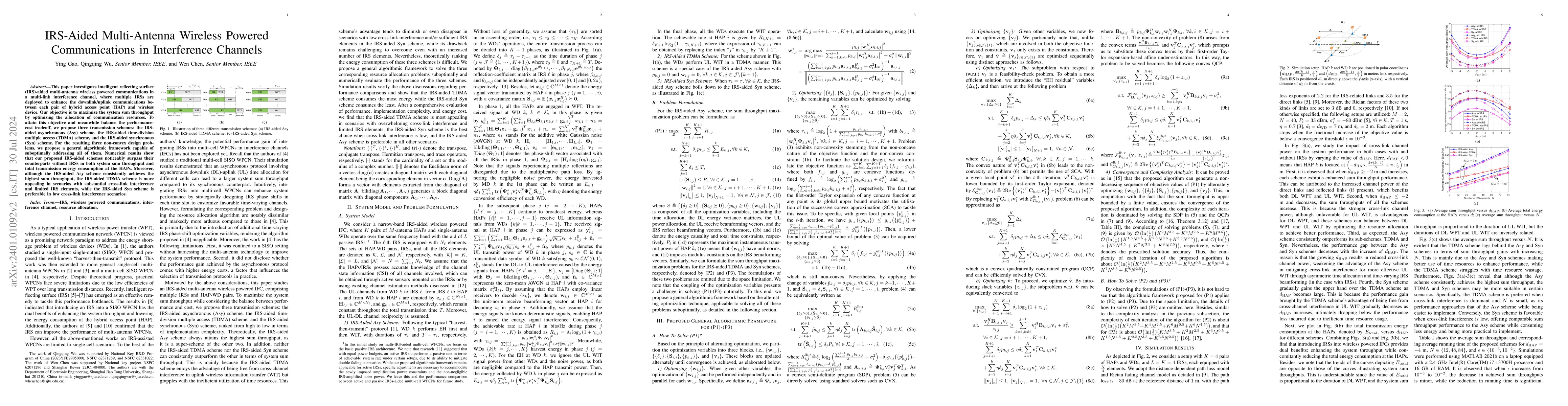 Thumbnail for IRS-Aided Multi-Antenna Wireless Powered Communications in Interference
  Channels