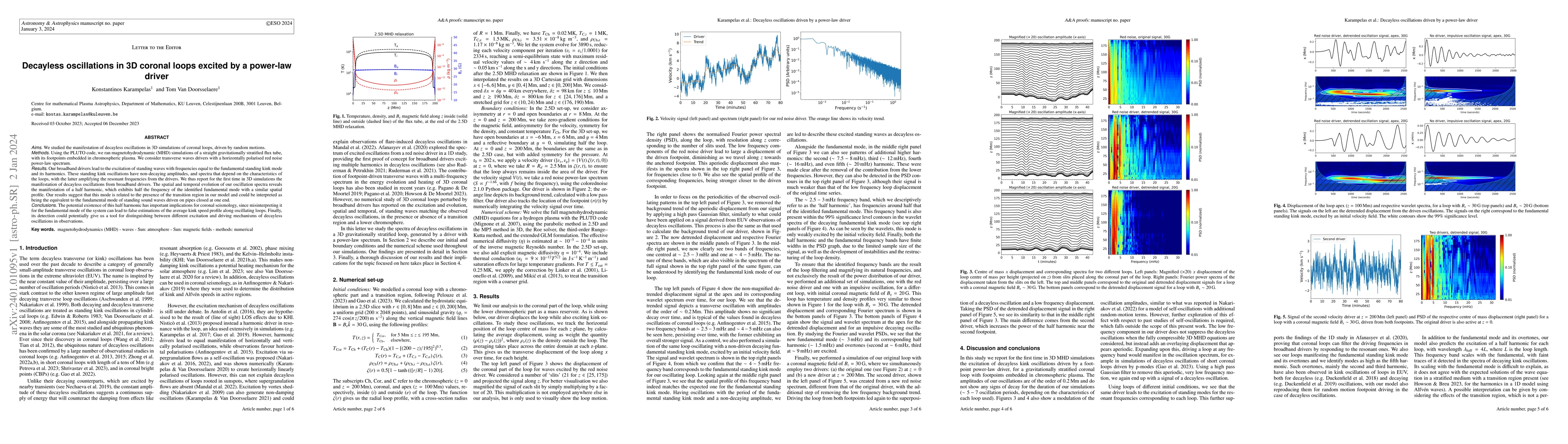 Thumbnail for Decayless oscillations in 3D coronal loops excited by a power-law driver