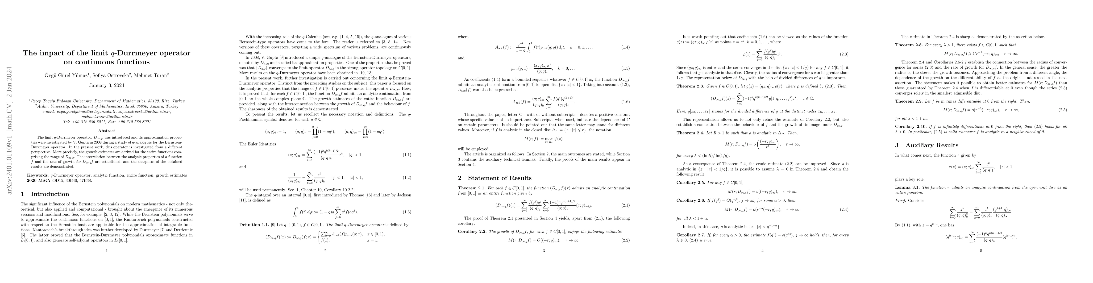 Thumbnail for The impact of the limit $q$-Durrmeyer operator on continuous functions