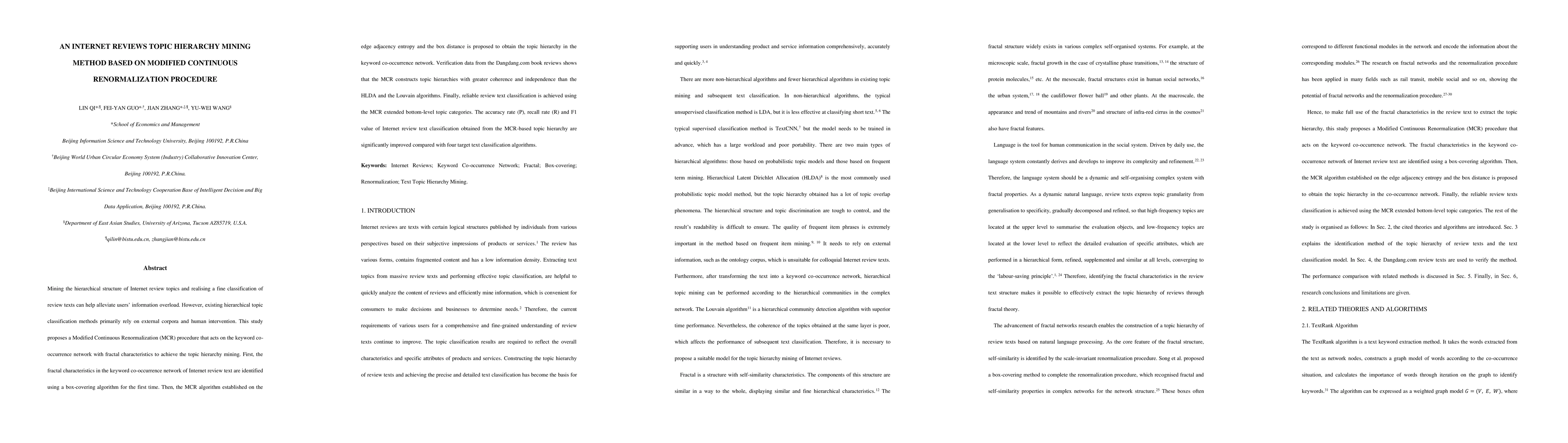 Thumbnail for An internet reviews topic hierarchy mining method based on modified
  continuous renormalization procedure