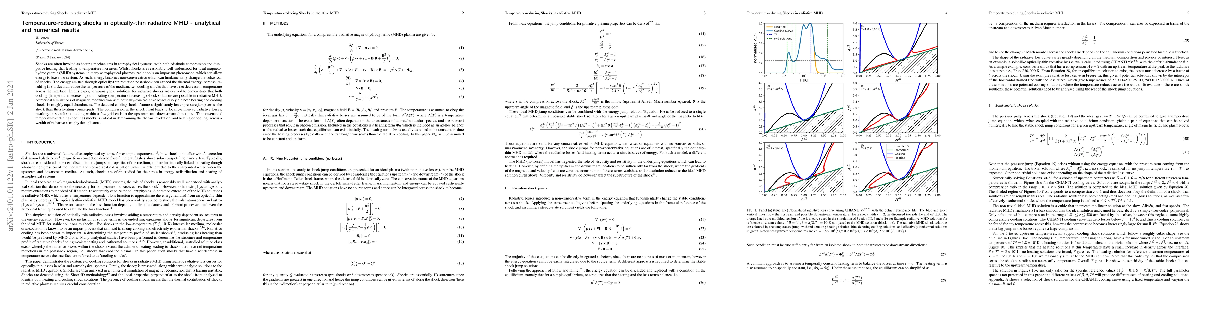 Thumbnail for Temperature-reducing shocks in optically-thin radiative MHD --
  analytical and numerical results