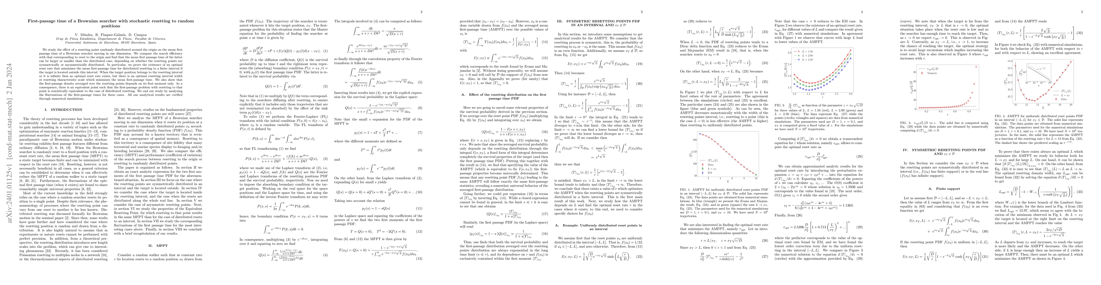 Thumbnail for First-passage time of a Brownian searcher with stochastic resetting to
  random positions
