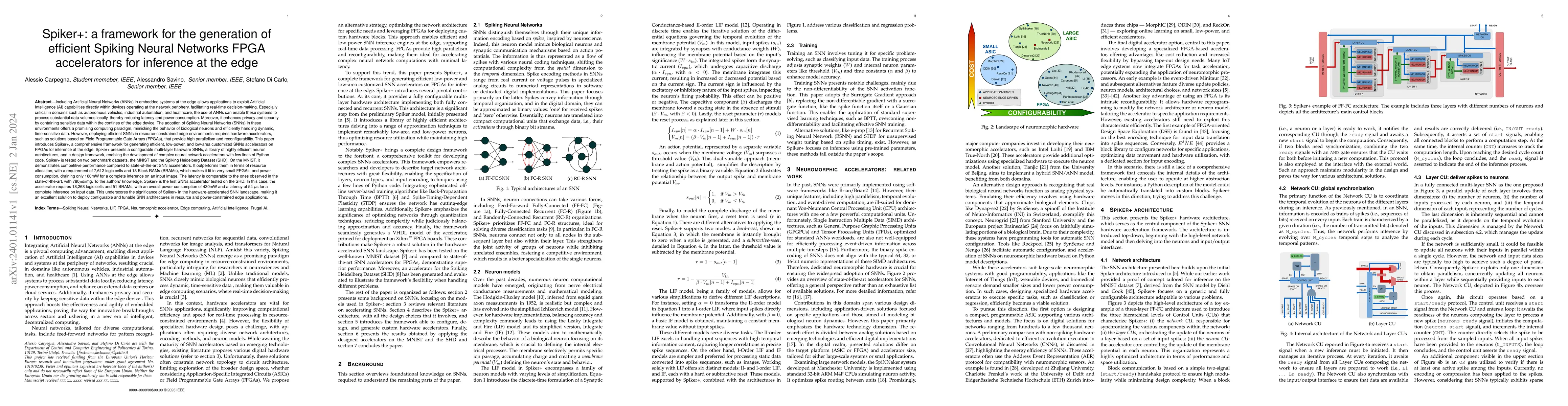 Thumbnail for Spiker+: a framework for the generation of efficient Spiking Neural
  Networks FPGA accelerators for inference at the edge