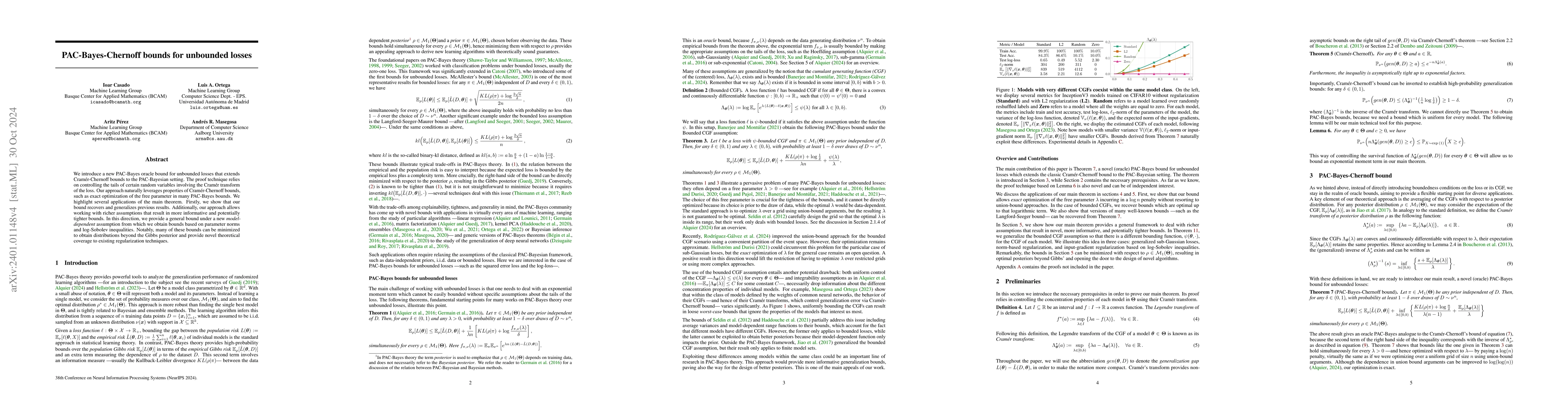 Thumbnail for PAC-Bayes-Chernoff bounds for unbounded losses
