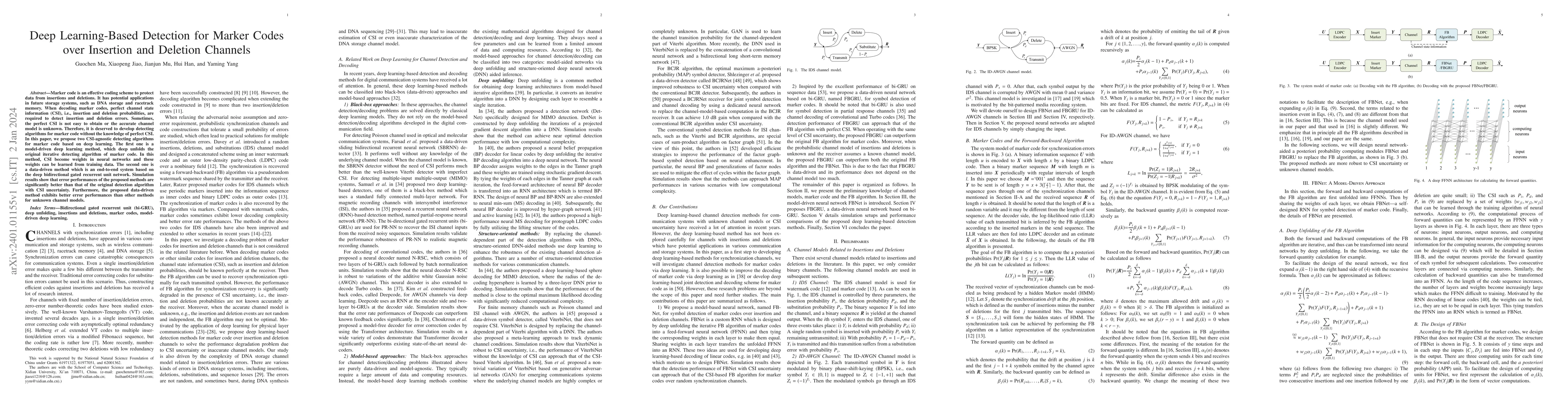 Thumbnail for Deep Learning-Based Detection for Marker Codes over Insertion and
  Deletion Channels