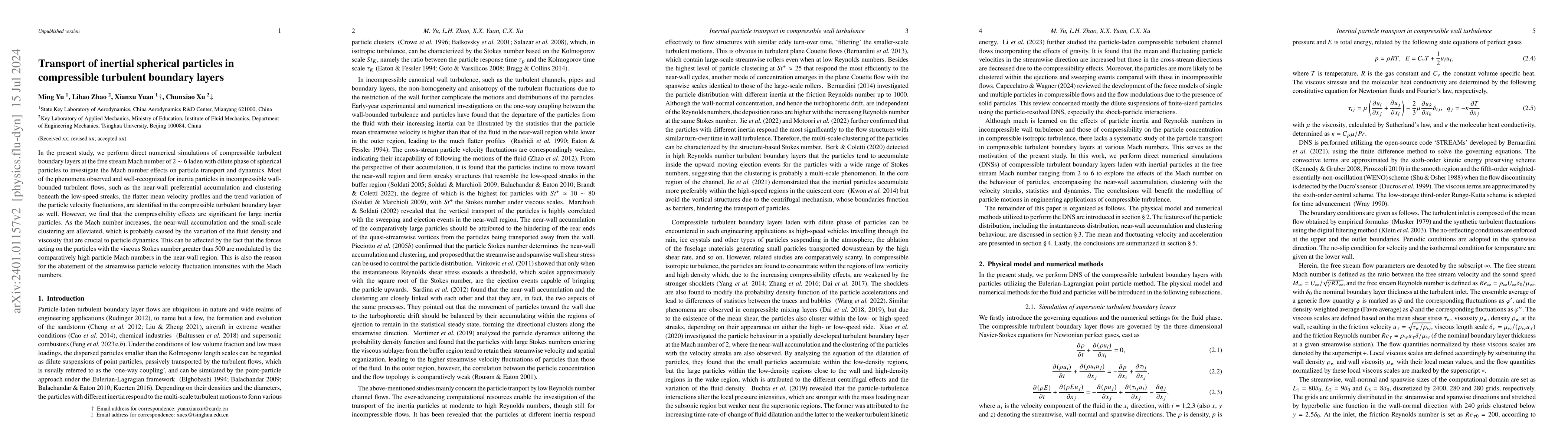 Thumbnail for Transport of inertial spherical particles in compressible turbulent
  boundary layers
