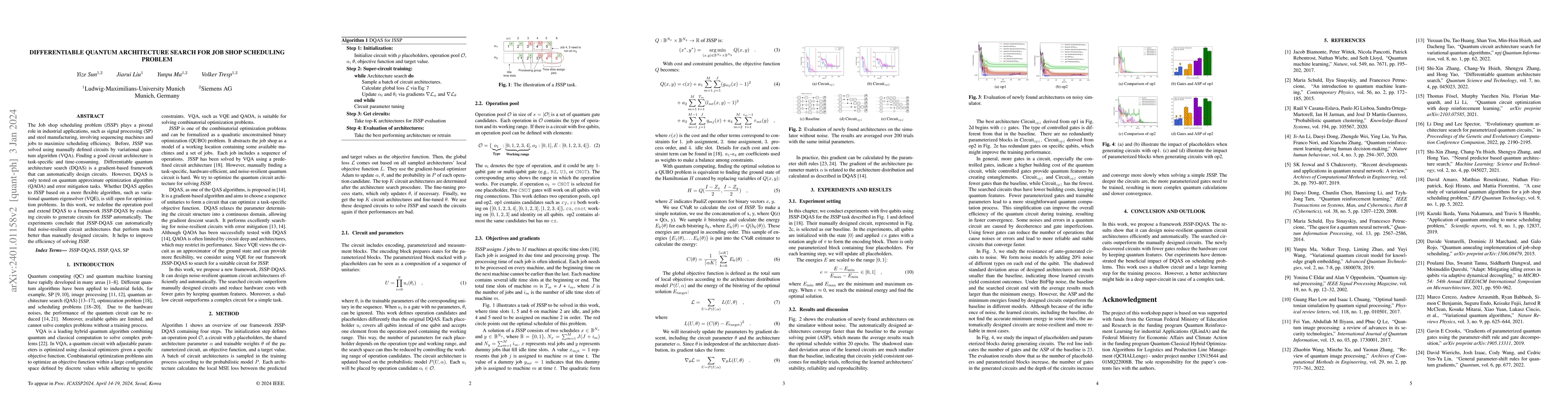 Thumbnail for Differentiable Quantum Architecture Search For Job Shop Scheduling
  Problem