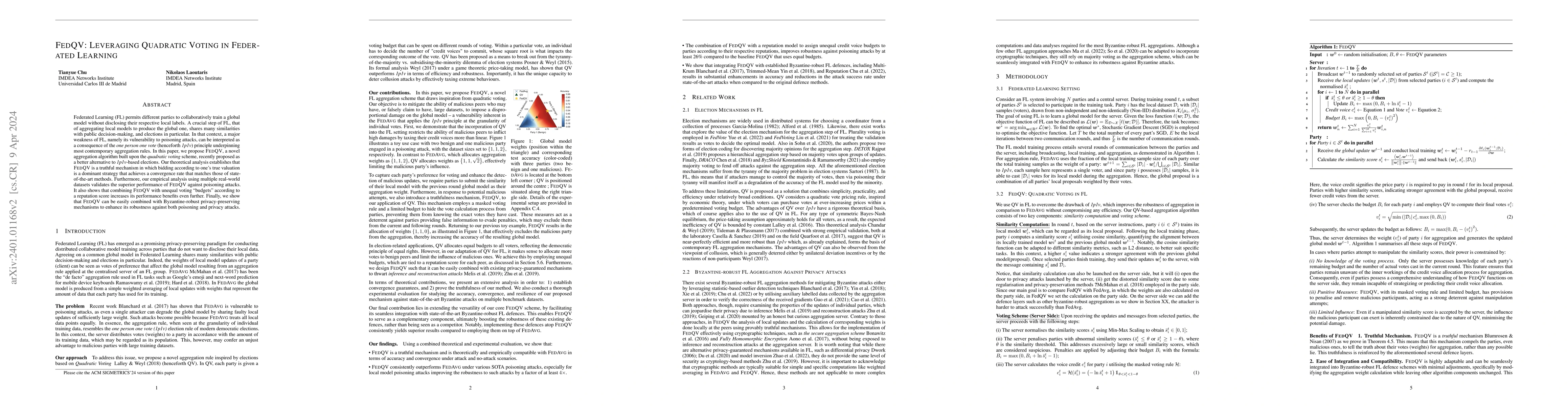 Thumbnail for FedQV: Leveraging Quadratic Voting in Federated Learning