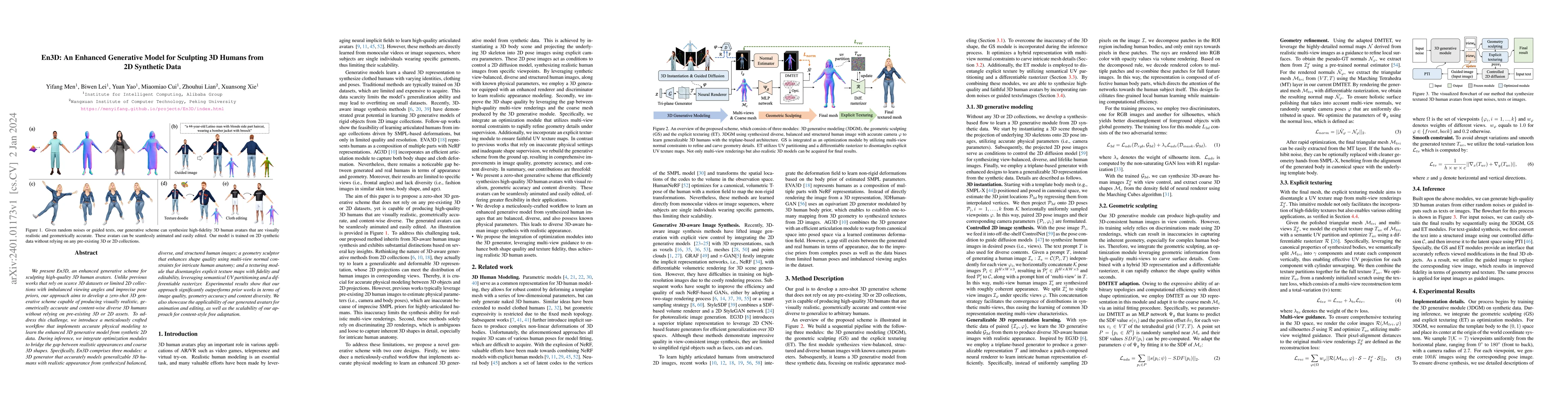 Thumbnail for En3D: An Enhanced Generative Model for Sculpting 3D Humans from 2D
  Synthetic Data