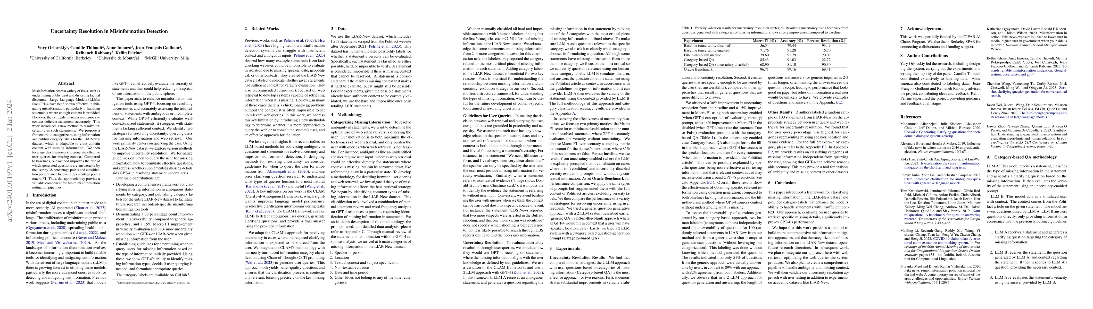 Thumbnail for Uncertainty Resolution in Misinformation Detection