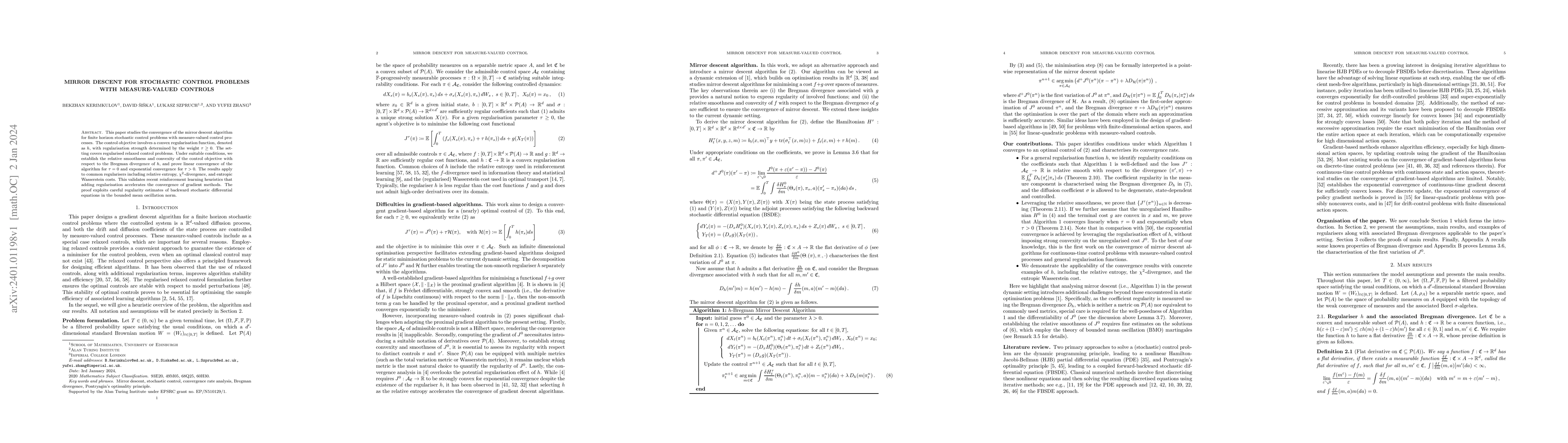 Thumbnail for Mirror Descent for Stochastic Control Problems with Measure-valued
  Controls