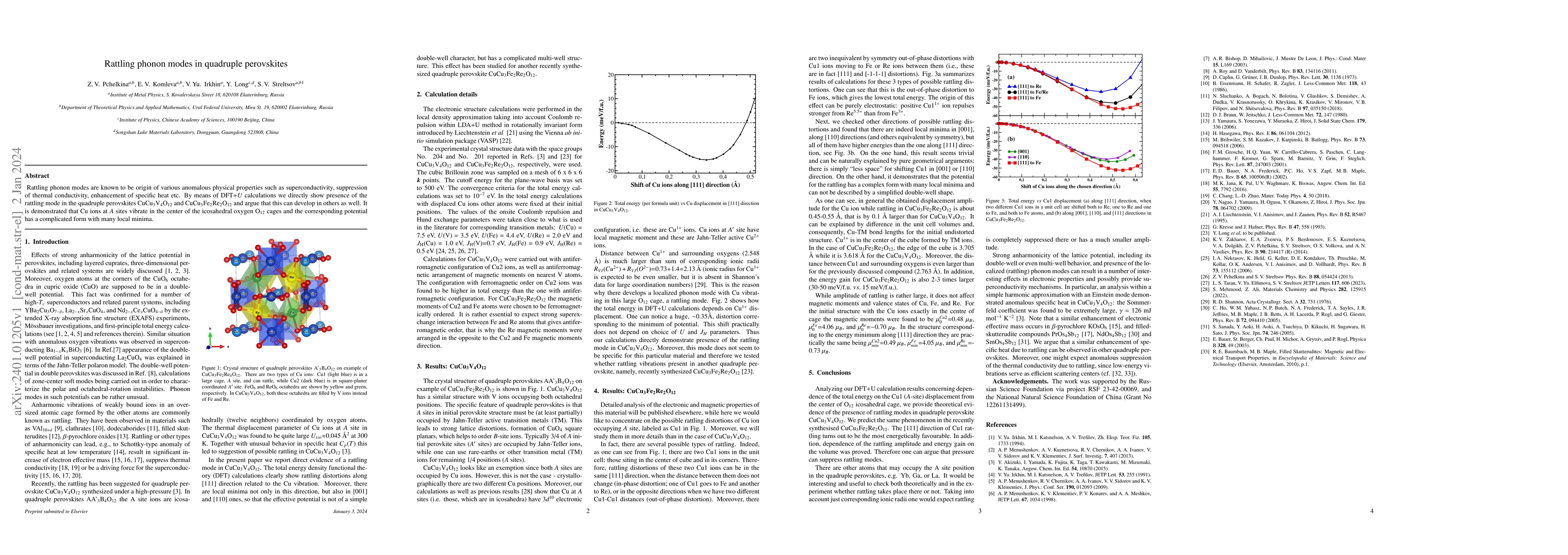 Thumbnail for Rattling Phonon Modes in Quadruple Perovskites