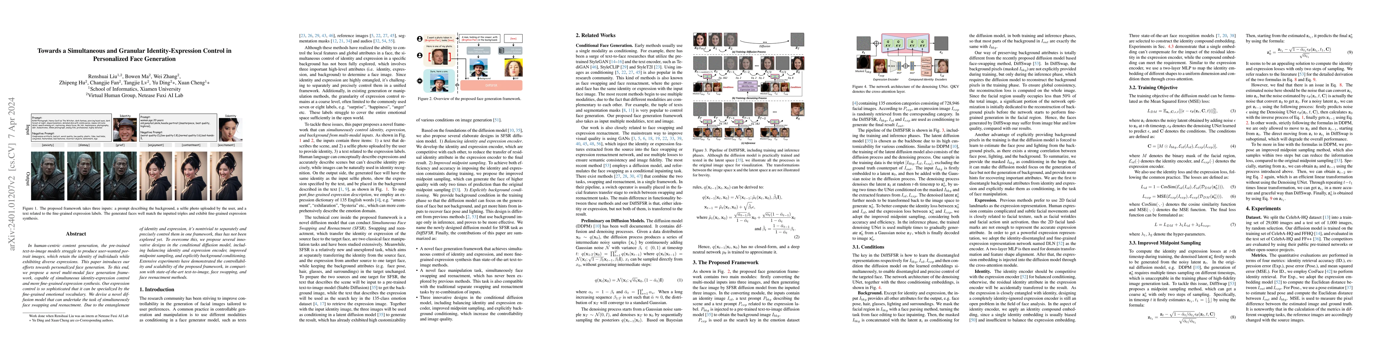 Thumbnail for Towards a Simultaneous and Granular Identity-Expression Control in
  Personalized Face Generation