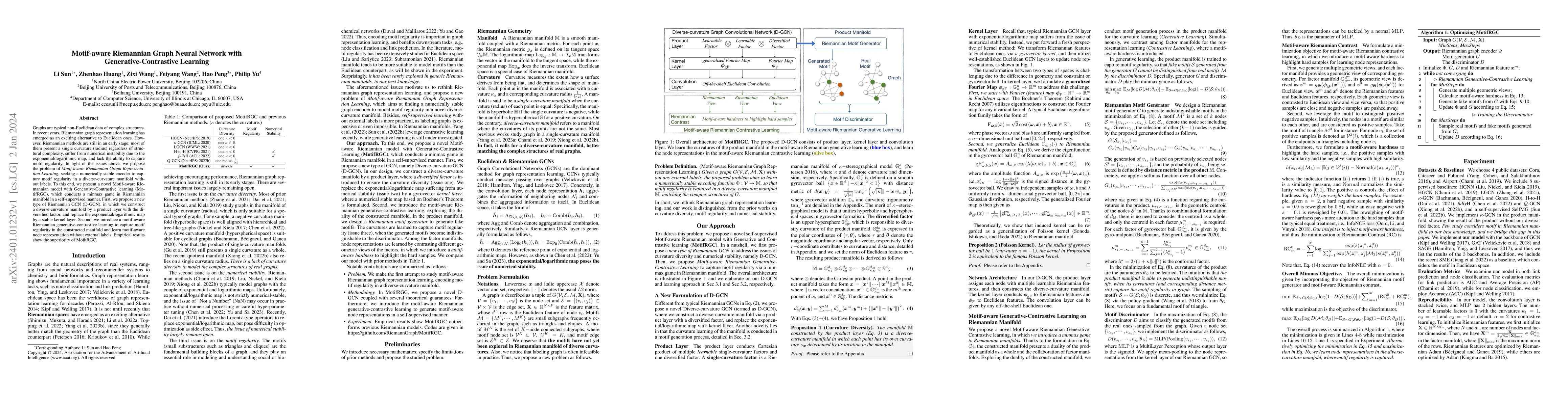 Thumbnail for Motif-aware Riemannian Graph Neural Network with Generative-Contrastive
  Learning