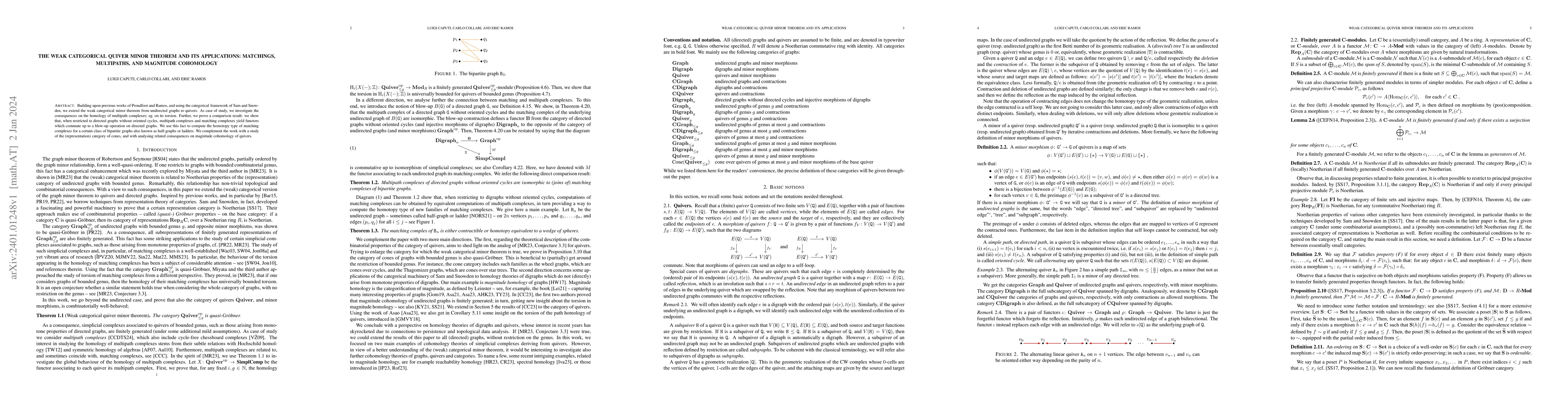 Thumbnail for The weak categorical quiver minor theorem and its applications:
  matchings, multipaths, and magnitude cohomology