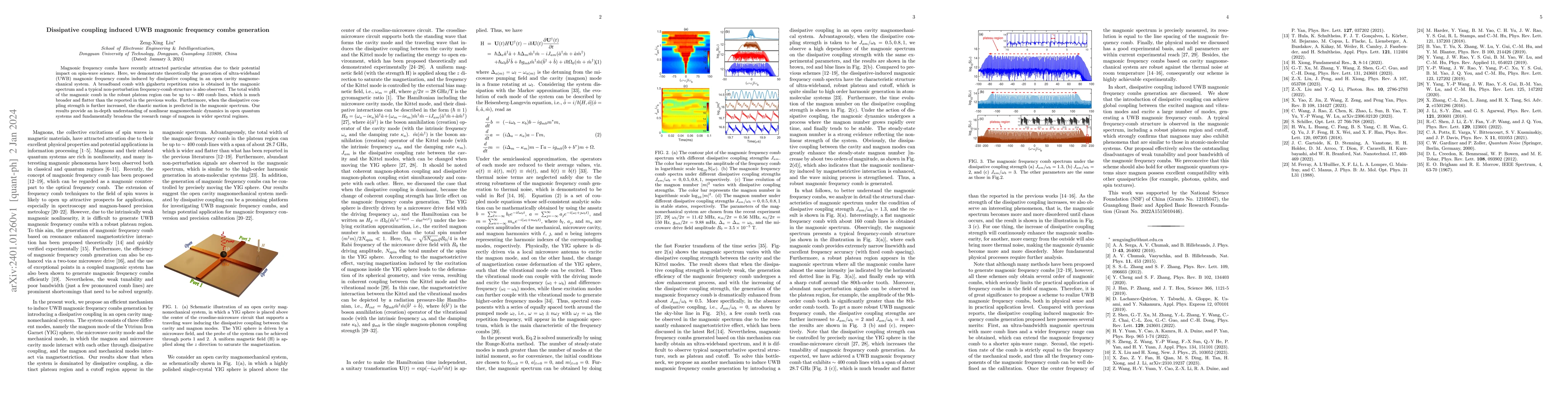 Thumbnail for Dissipative coupling induced UWB magnonic frequency combs generation