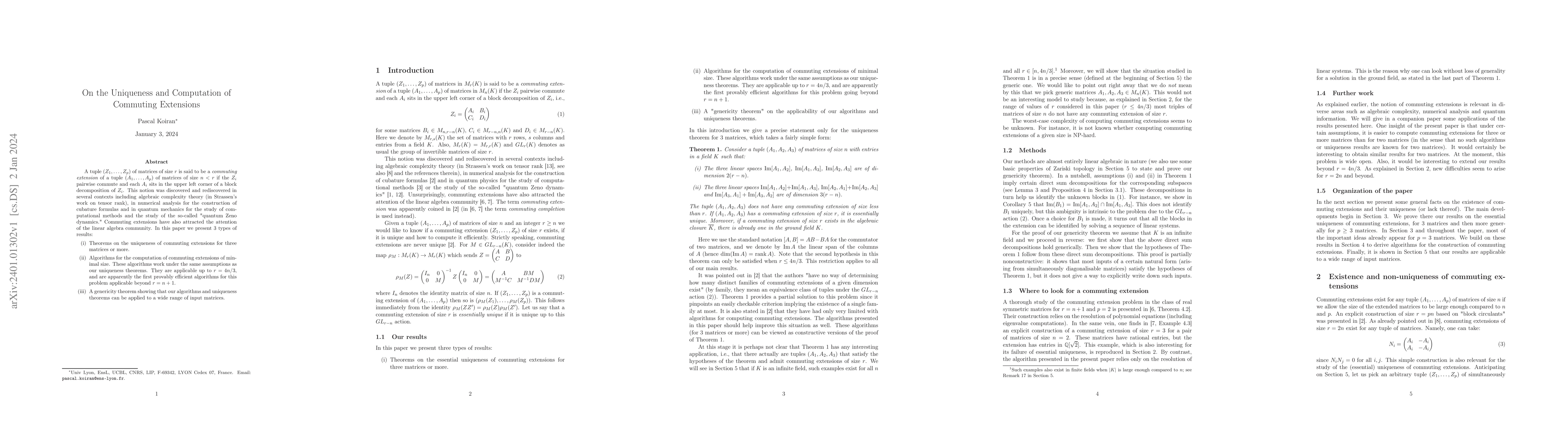Thumbnail for On the uniqueness and computation of commuting extensions