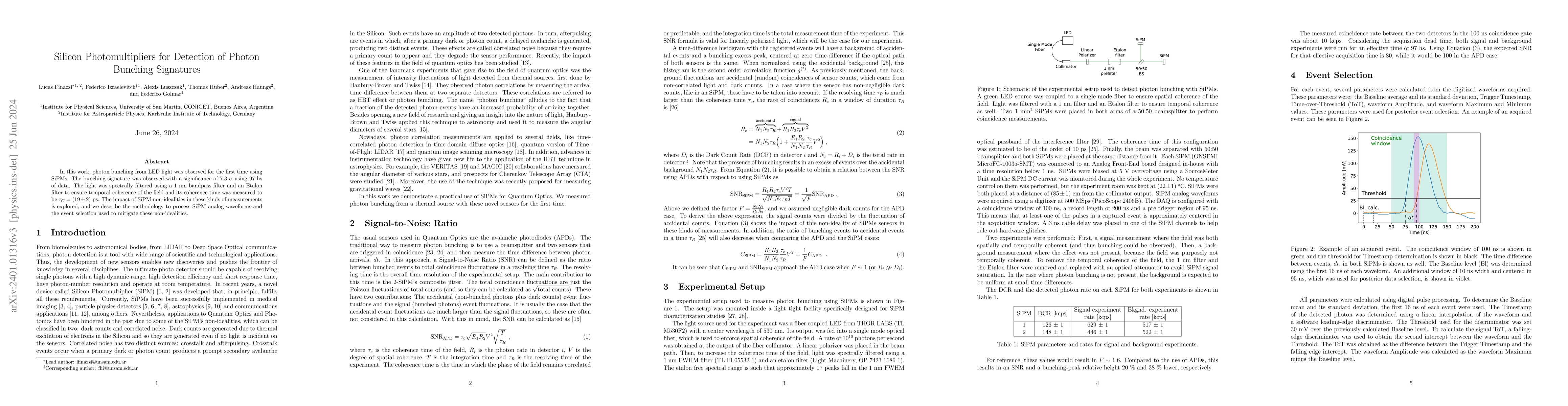 Thumbnail for Silicon Photomultipliers for Detection of Photon Bunching Signatures