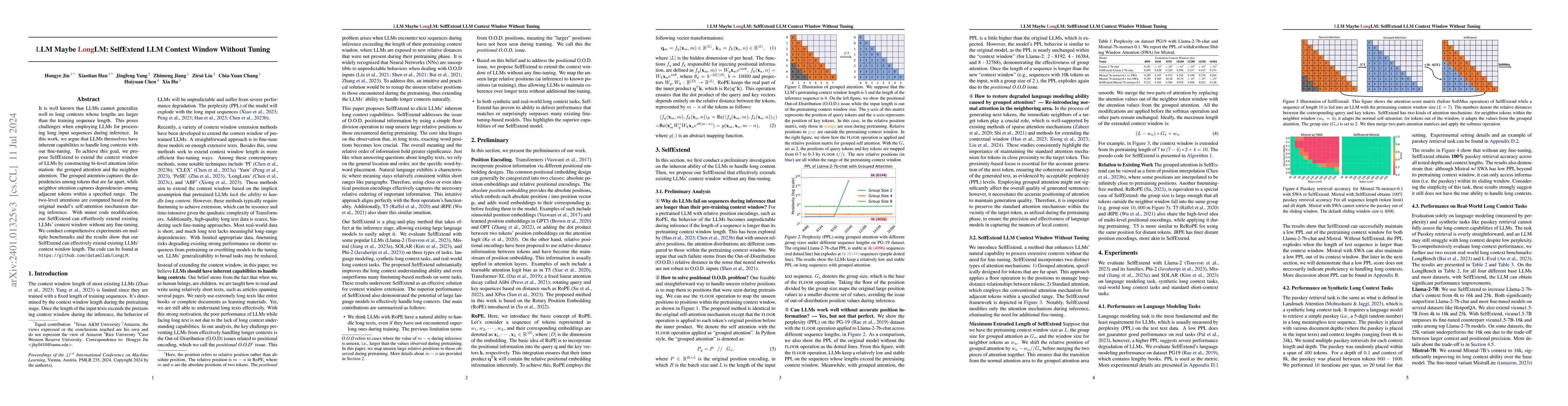 Thumbnail for LLM Maybe LongLM: Self-Extend LLM Context Window Without Tuning