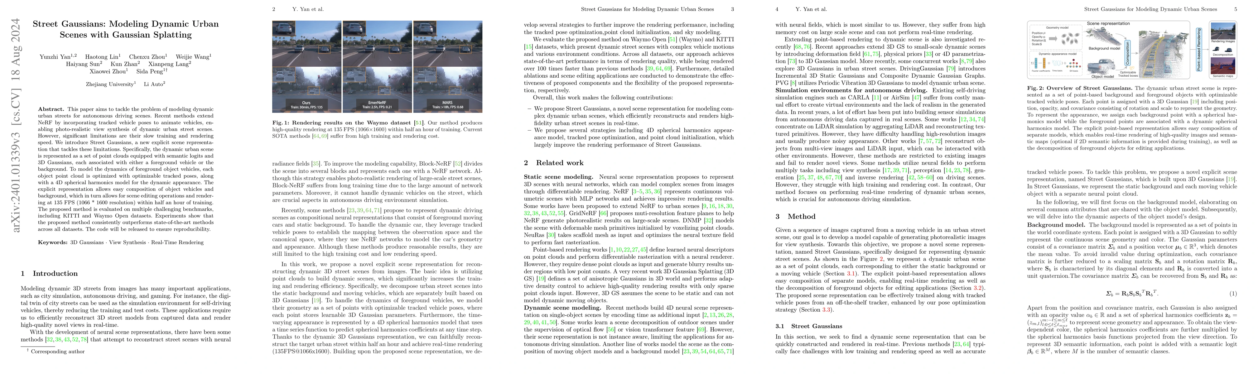 Thumbnail for Street Gaussians: Modeling Dynamic Urban Scenes with Gaussian Splatting