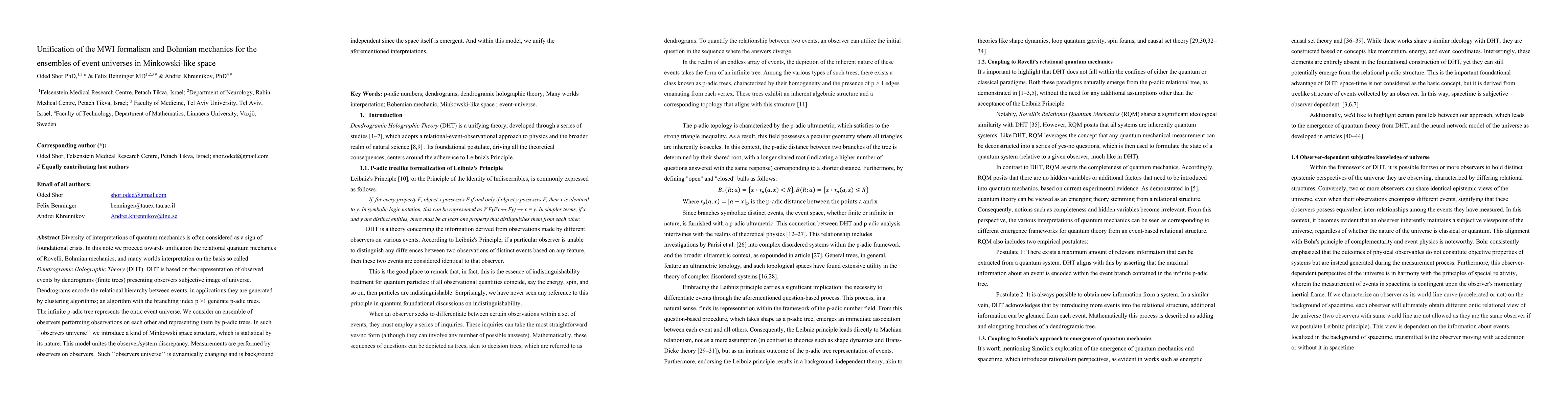 Thumbnail for Unification of the MWI formalism and Bohmian mechanics for the ensembles
  of event universes in Minkowski-like space