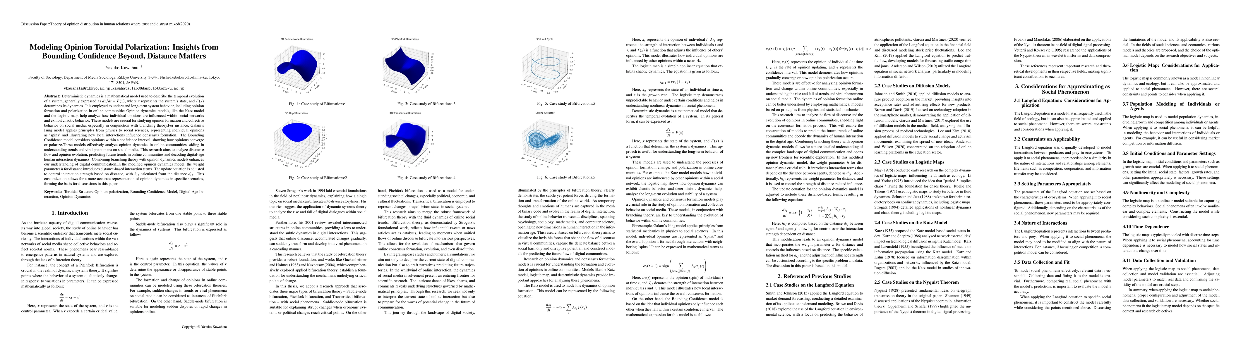 Thumbnail for Modeling Opinion Toroidal Polarization: Insights from Bounding
  Confidence Beyond, Distance Matters